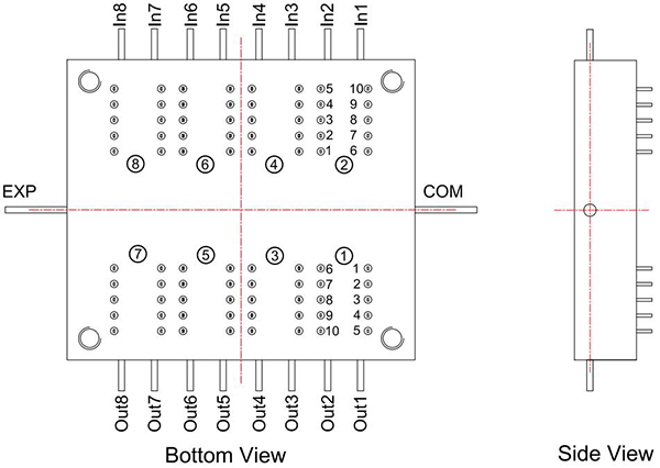 8+1 Fiber Optic Switch, 8+1 Optical Switch - Dimension